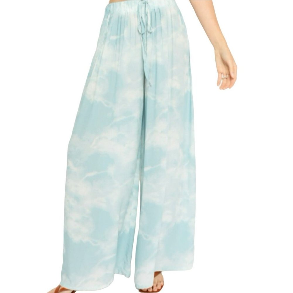 Olivaceous Tie Dye Wide Leg Pants Blue White Size Small NWT